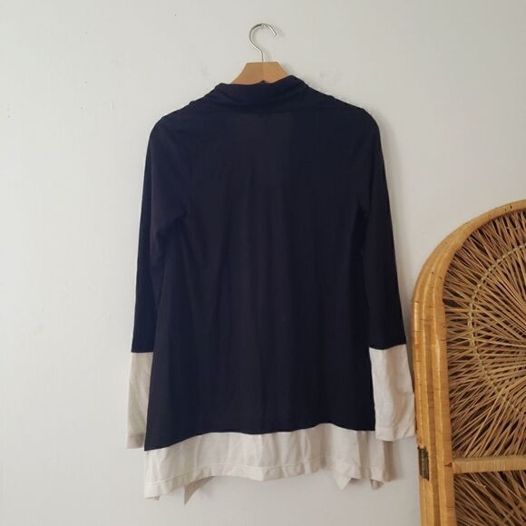 Splendid Cowl Neck Black and White Top S - Picture 2 of 5